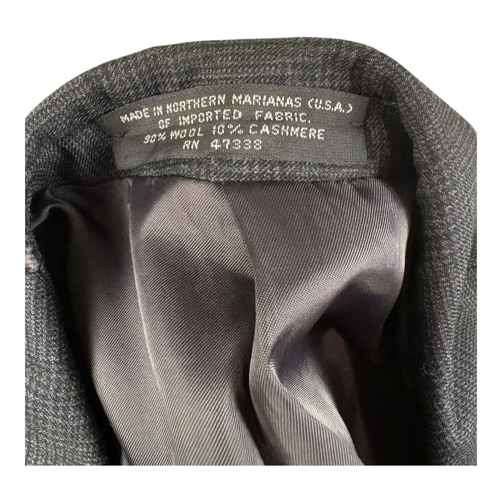 Jones New York Men's Dark Grey Glen‎ Plaid Wool Cashmere 2 Piece Suit Tailored